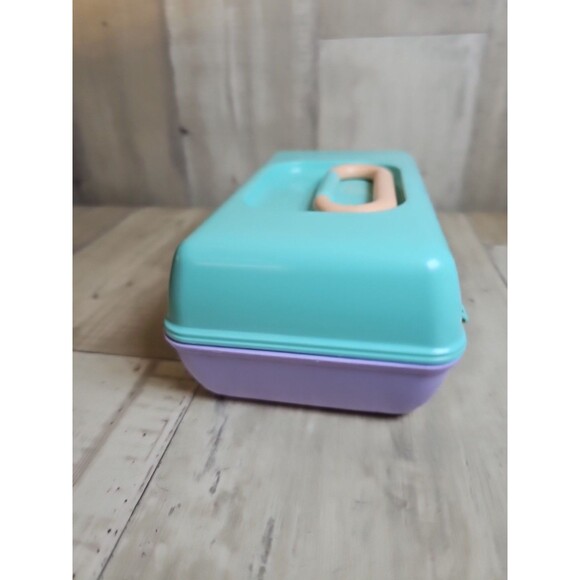 Vintage 90s Caboodles Small Makeup Organizer Case with Two Trays – Seagram Green - Picture 3 of 7